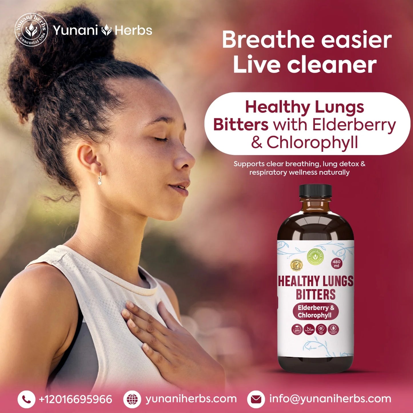 Healthy Lung Living Bitters with Elderberry and Chlorophyl - 16oz