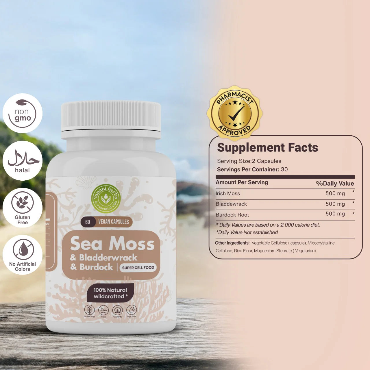 Sea Moss Bladderwrack Burdock 500mg - 60ct.